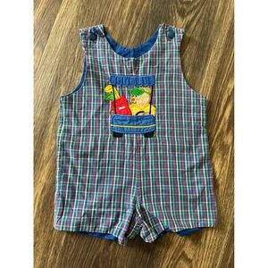 Austin & Ashley Romper Golf Cart Applique Plaid Sleeveless‎ 2T Vintage